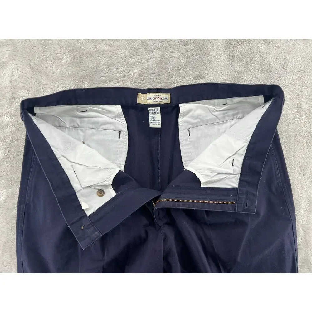 Vintage Cherokee Navy Pleated Chino Pants Men’s 38x30 Relaxed Straight Leg